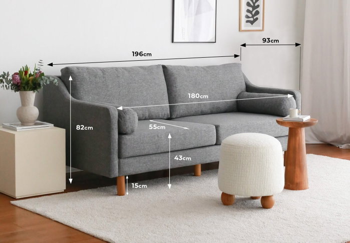 Atelier Del Sofa Nordi Sofá de 3 Plazas de Madera - Gris Atelier Del Sofa Nordi Sofá de 3 Plazas de Madera - Gris